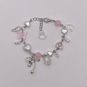 Silver and Pink Charm Bracelet